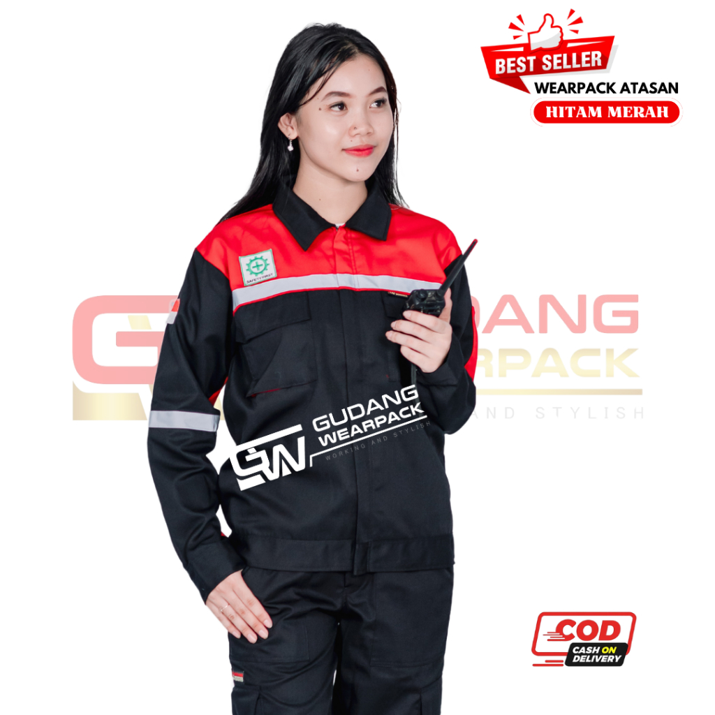Wearpack Atasan Warna Hitam Merah (baju kerja) - gudang wearpack
