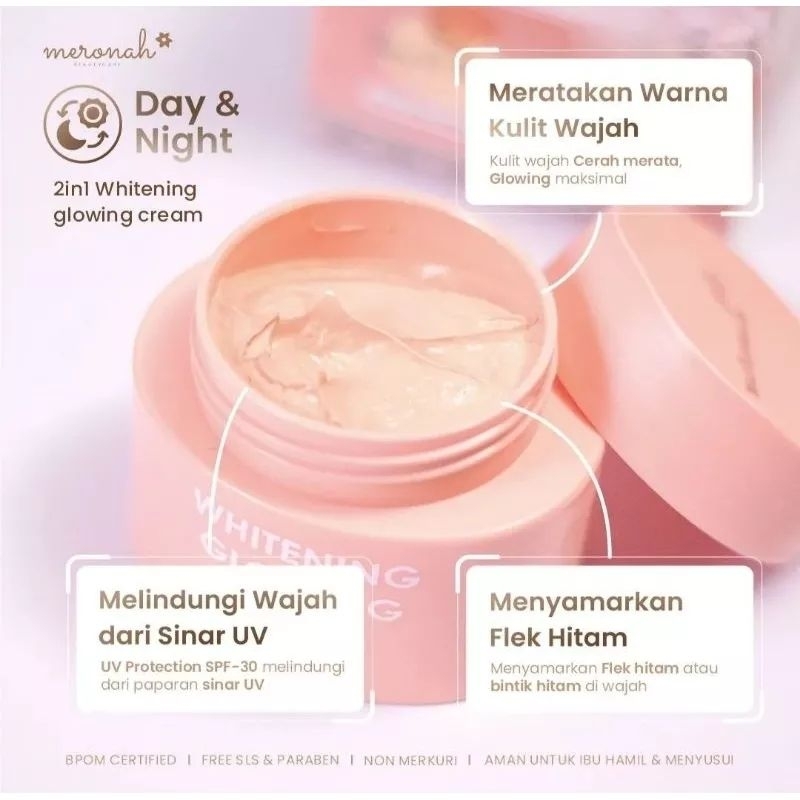 READY Meronah Cream 2in1 / Meronah Cream Glowing / Cream Siang Malam / Meronah Bpom
