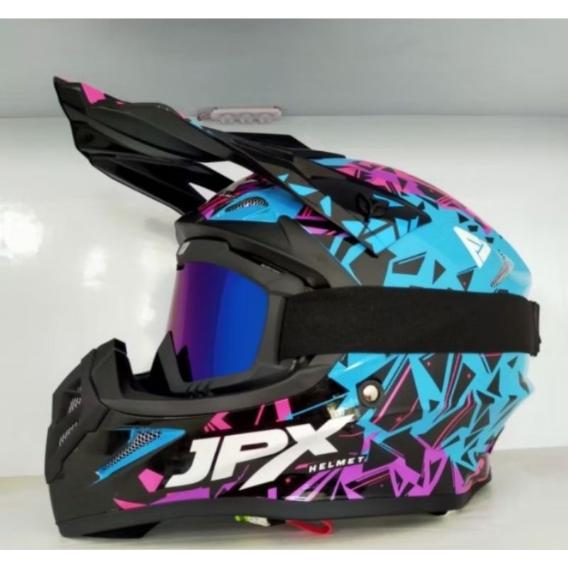HELM JPX CROSS X33 BLUE PAKET GOGLE