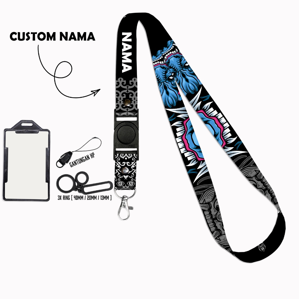 

Lanyard Billwaz Custom Nama Oni Mask Series Request Nama Satuan Gantungan Card Holder Tali Lanyard