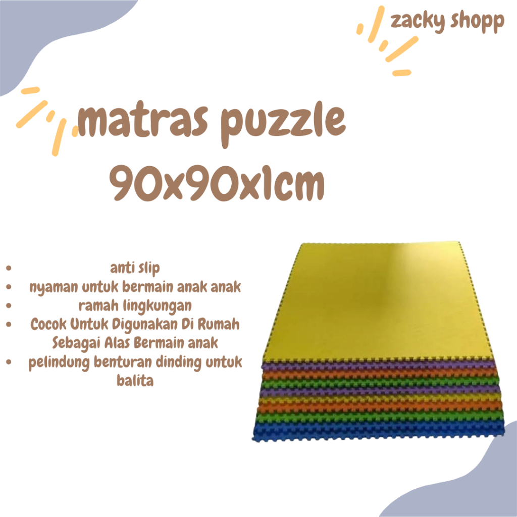 Eva Foam Matras Puzzle Polos - Alas Lantai Bayi - Karpet Puzzle Eccomat 90x90x1cm