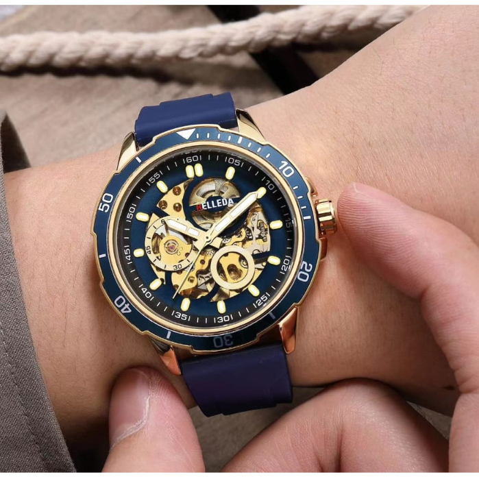 Jam Tangan Pria Belleda 9486 Automatic Strap Rubber Luxury Anti Air 3 Atm Watches BELLEDA ™