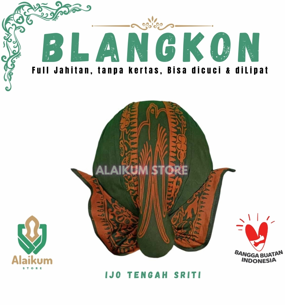 BLANGKON ALUSAN MOTIF IJO TENGAH SRITI | BLANGKON ALUSAN DI JAHITAN |  BLANGKON JOGJA |  BLANGKON TA