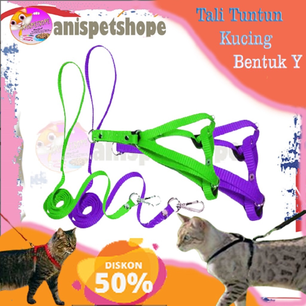 Tali Hewan Model Y Harnes Tali Tuntun Kucing Kelinci Musang Anjing Monyet Harness
