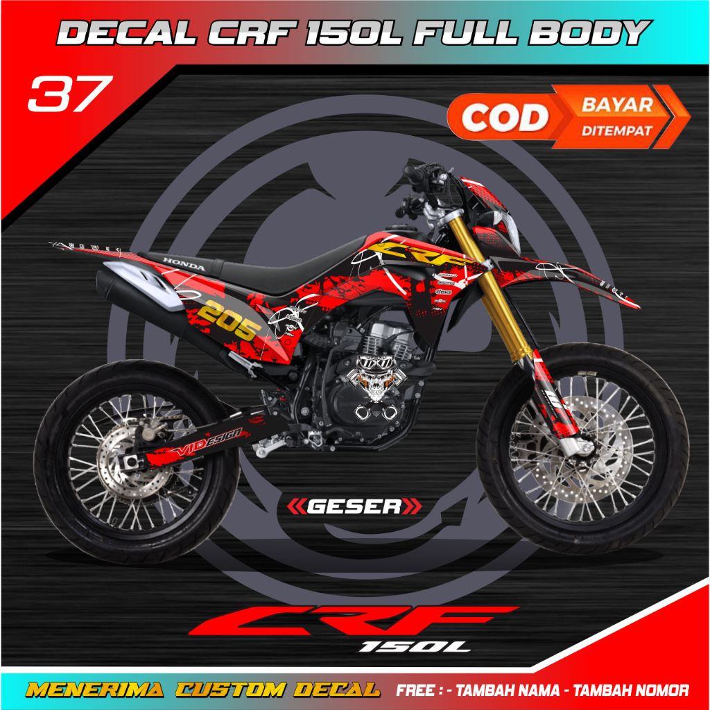Stiker Decal Crf 150 L Full Body Hologram Merah