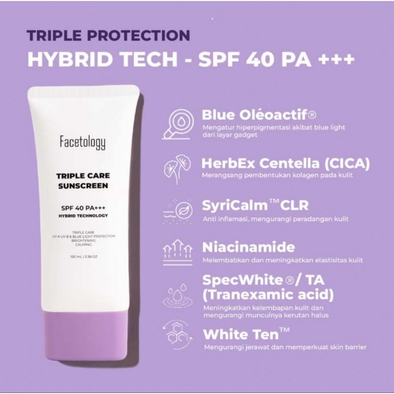 Facetology Triple Protection Sunscreen 100ml