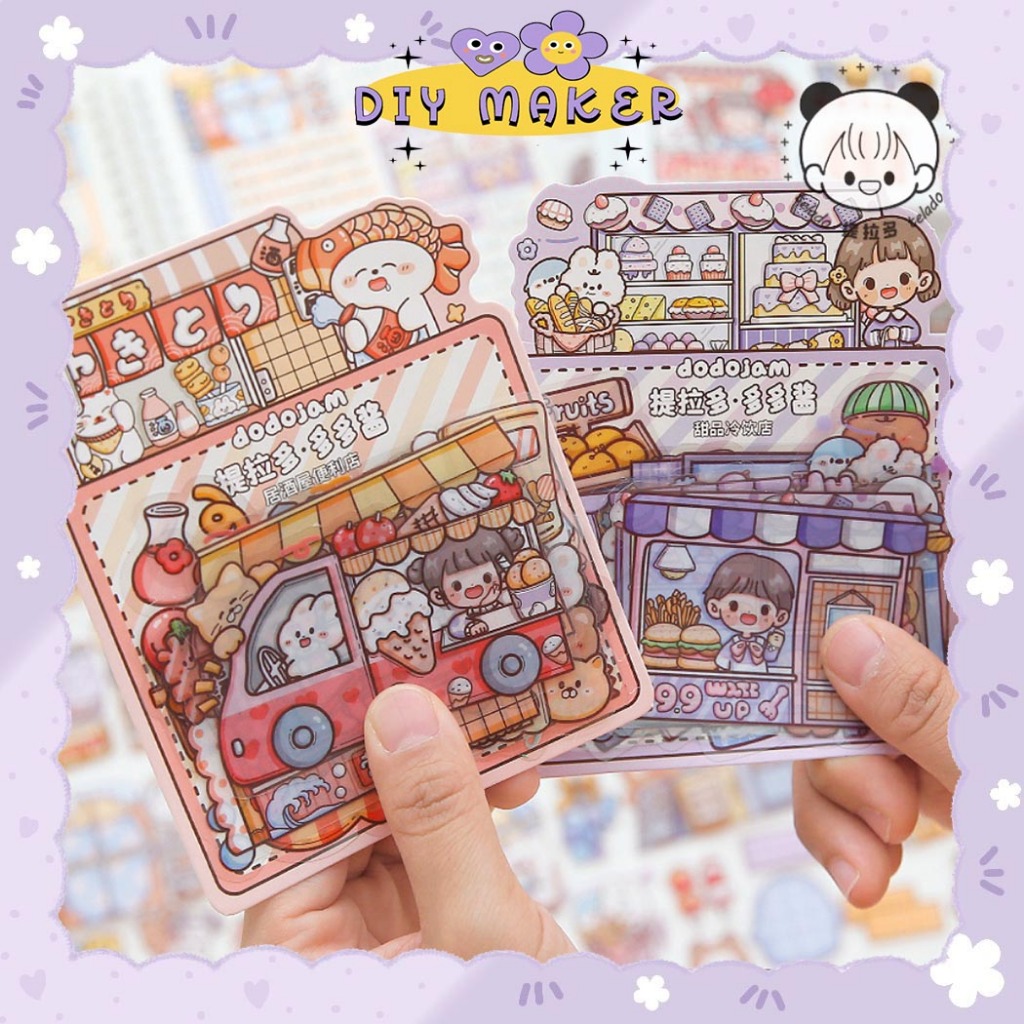 

DM 1 Pack 40 Lembar Stiker Lucu DIY Dekoratif Dodojam Color Dessert Mainan Stiker Tempel Anak TLD59