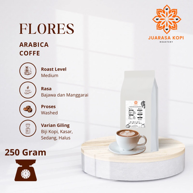 

Biji Kopi Arabika Flores Bubuk Gilingan Murni 250gr