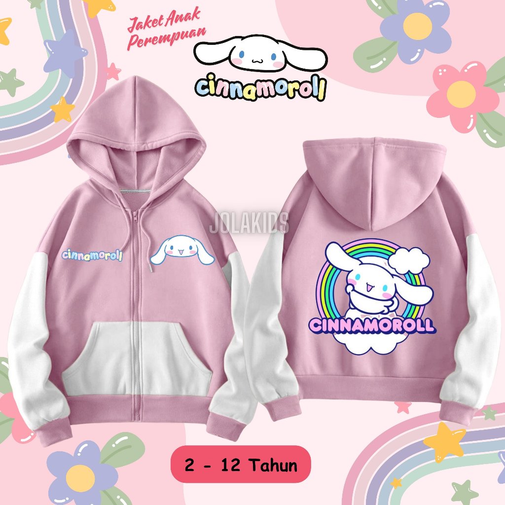 JAKET ANAK PEREMPUAN CINNAMOROLL Umur 2 - 13 Tahun Jacket Sweater Anak Resleting Cewe Cowo