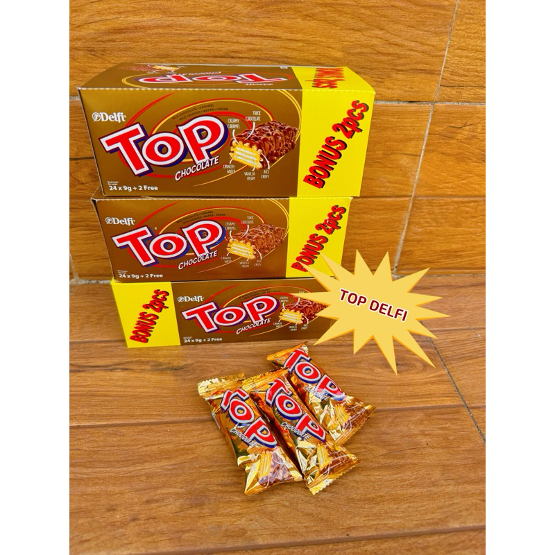 

( Box ) Delfi Top Chocolate Cruchy Wafer 9gr 1box isi 24pcs