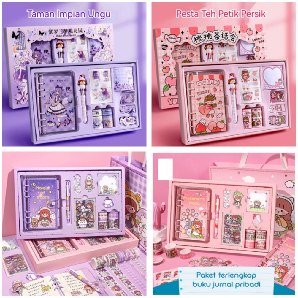 

Dijual Paket Jurnal SetGift Box Hampers anakHadiah Notebook Journal Diary 6 in 1 Boba Alat Buku Tulis Lengkap Scrapbook Cute Girl Sanrio Cinnamoroll My Melody Kuromi Panda Peach Kelinci Duffy Cat Sweetheart Cake Shop Import Grosir Ready COD V