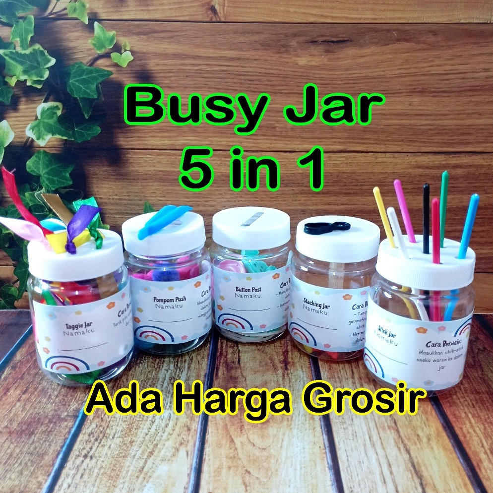 Bestseller Mainan Busy Jar 5 in 1 Edukasi Anak Montessori Montesori Motorik Motoric Sensori Sensorik