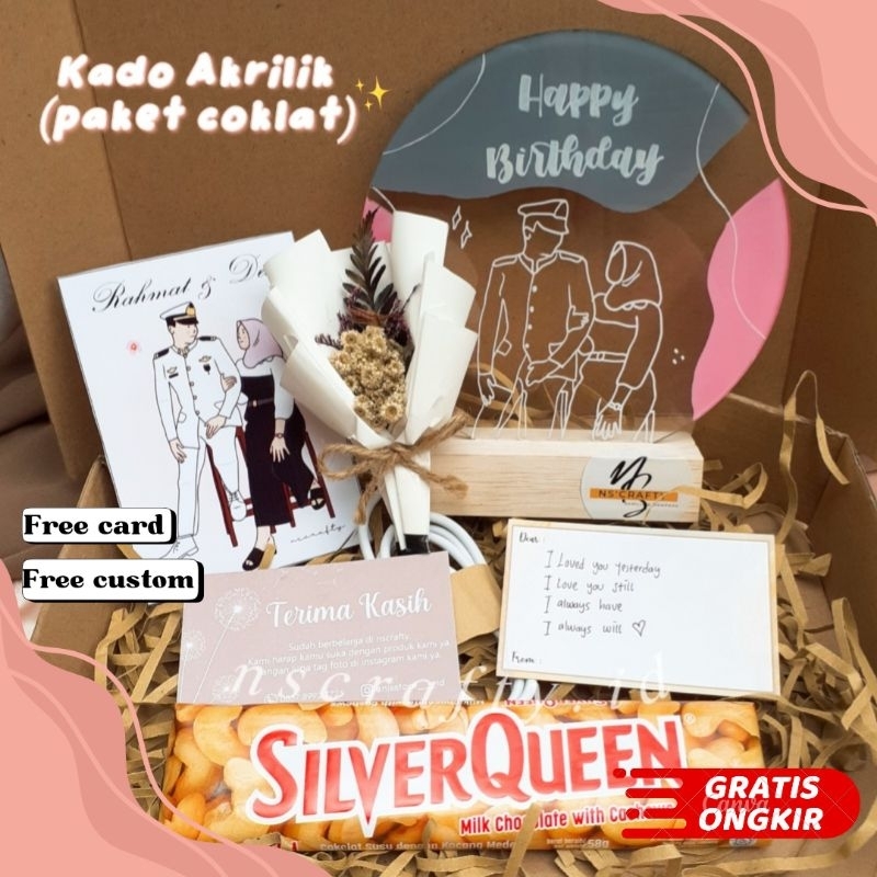 

NS06 - KADO AKRILIK PAKET COKLAT | KADO WISUDA | BIRTHDAY | ANNIV | WEDDING