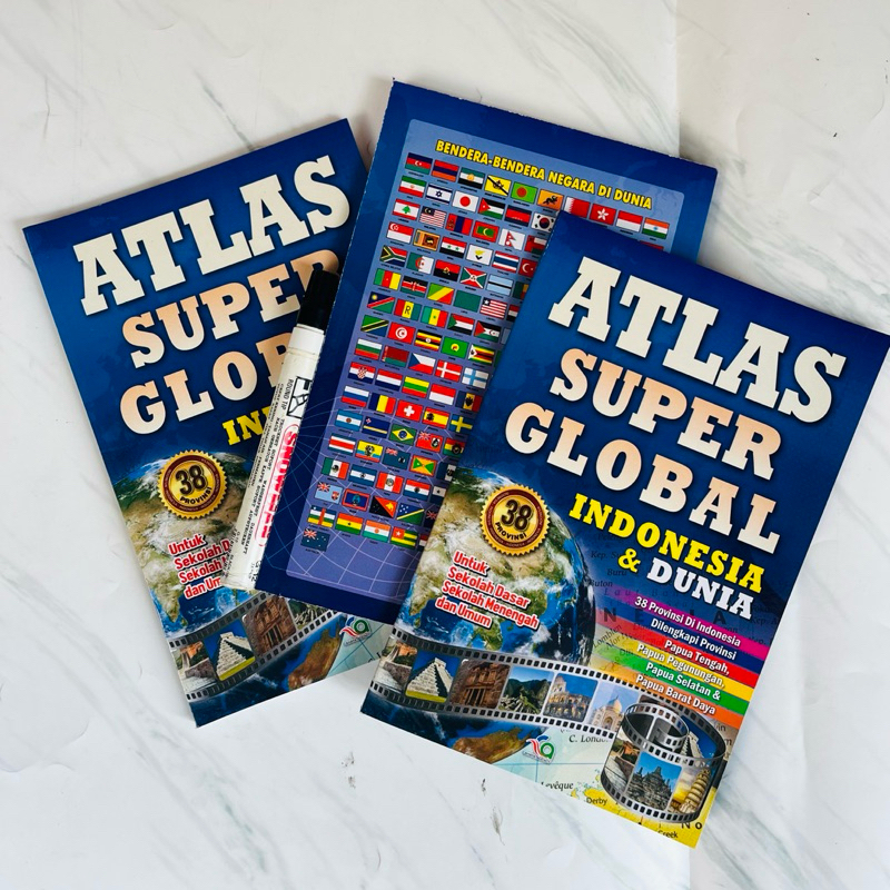 Atlas Super global indonesia dan Dunia / Atlas Indonesia / Atlas dunia ukuran sedang