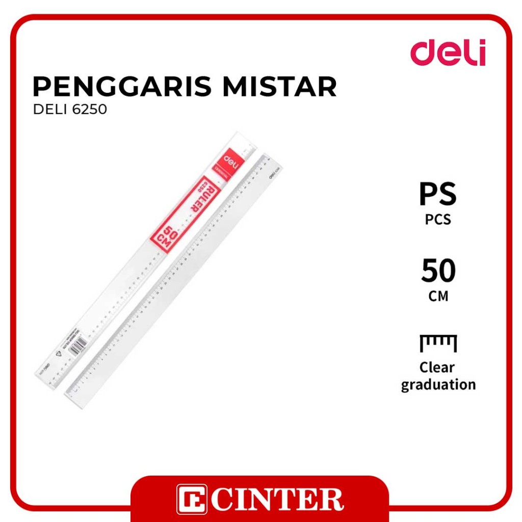 

DELI - ROL / RULER / PENGGARIS MISTAR PLASTIK TEBAL 50CM TRANSPARANT 6250
