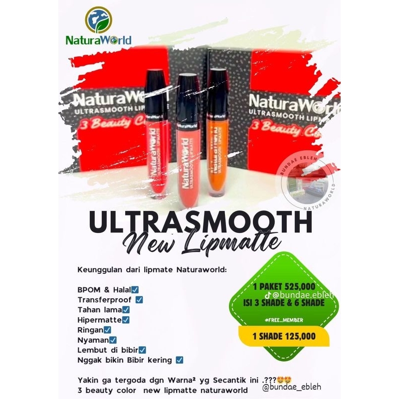 ORIGINAL PRODUK 100% lipmatte Naturaworld be bold,  Sahara, softlove, lovyly pink, cherish me, sunsh