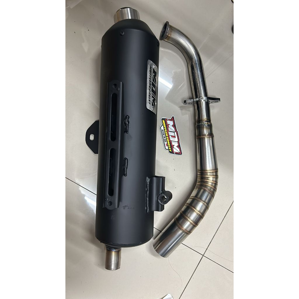 MDM RACING MUFFLER Kenalpot Kondoman Aerox/Nmax New/Aerox Old Moncong SJ Ring Leher 45 MM Emblem Cut