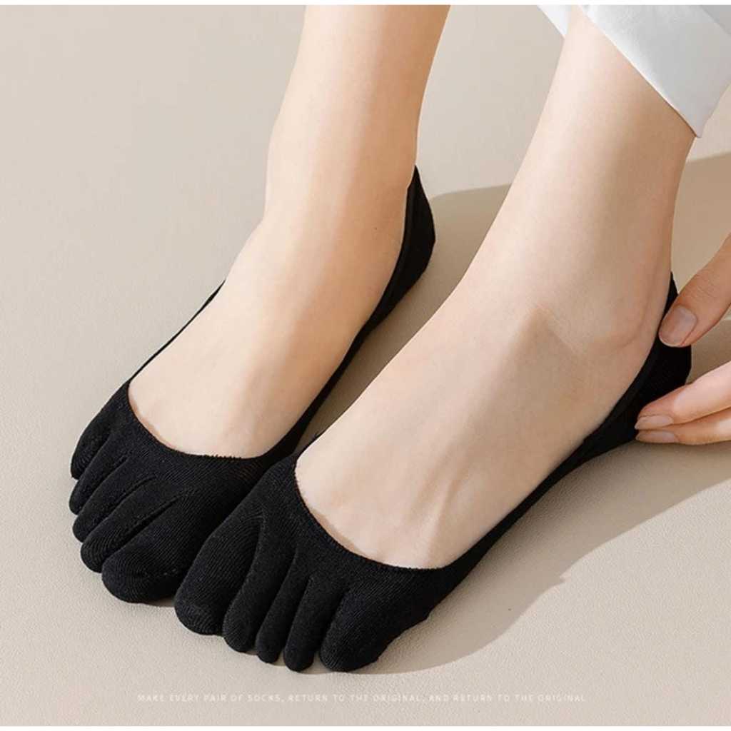 IBEL - Kaos Kaki Jari 5 Hidden Socks Import Jari Tebal Unisex Gaya Korea Kaus Kaki Wanita Full Lima 