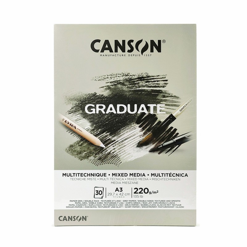 

Canson Graduate Mix Media Pads Grey Paper A3- Kertas Menggambar Multifungsi