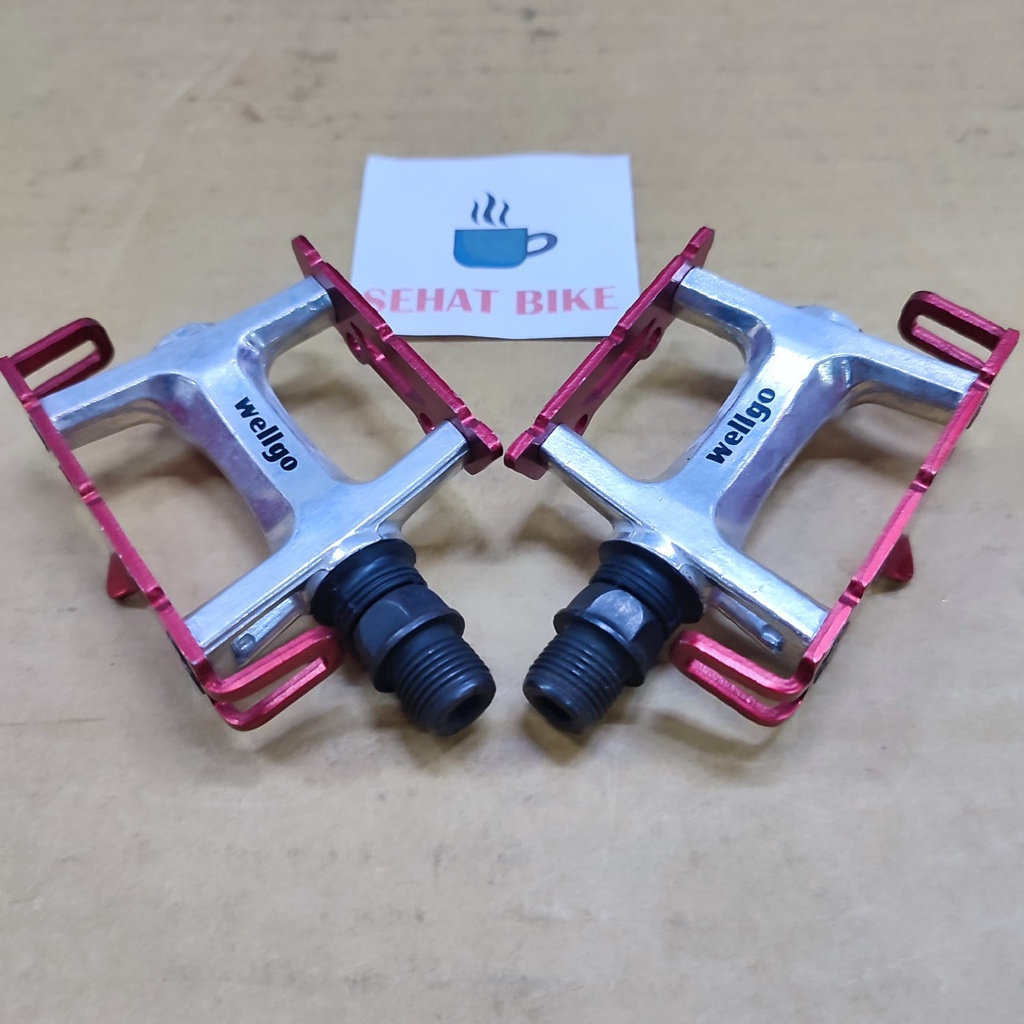 Pedal Sepeda Wellgo Aluminium Ball Bearing Red Original
