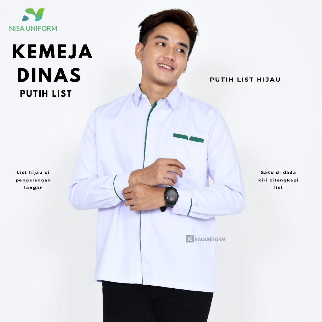 Kemeja Putih Pria/Baju Kemeja Putih Lengan Panjang/Seragam Kerja Kesehatan/Kemeja Instansi Kesehatan