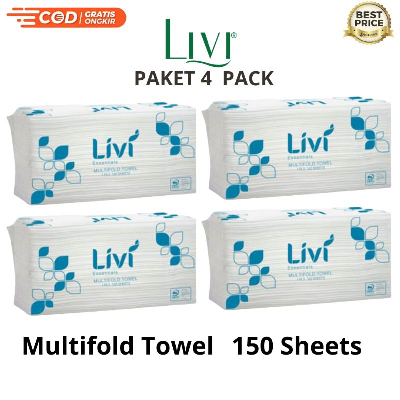 [PAKET 4 PACK] Tissue Dapur Livi Essentials 150 Sheets / 1 Ply / Tissue Livi / Tissue Wajah