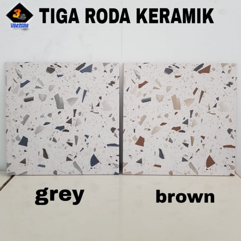 keramik 40x40/keramik motif teraso/vigo brown/keramik lantai kamar mandi/keramik kasar dop/keramik m