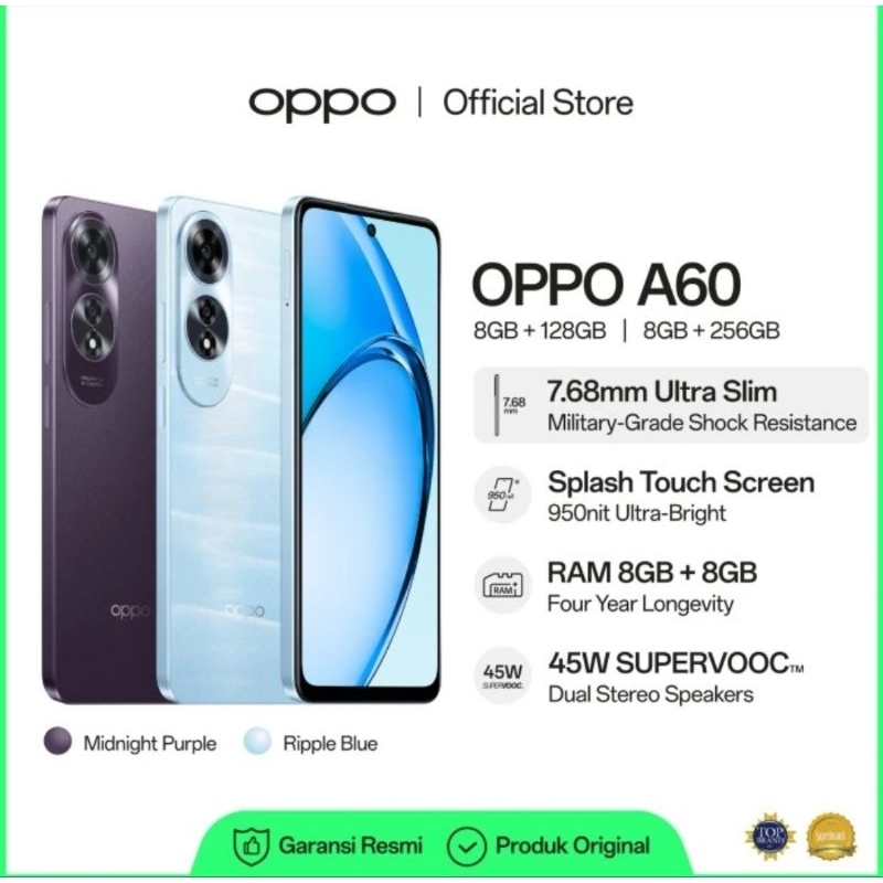 Oppo A60 Tahan Banting MillitaryGrade Garansi Resmi