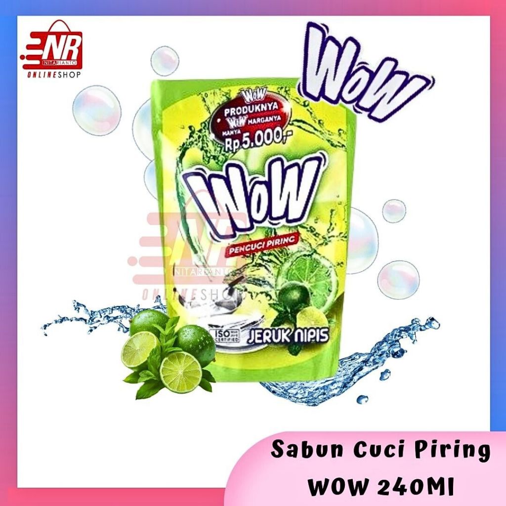 Sabun Cuci WOW 240ml - Sabun Pencuci Piring Aroma Jeruk Nipis - Sabun Cuci Piring Aman Buat Tangan -