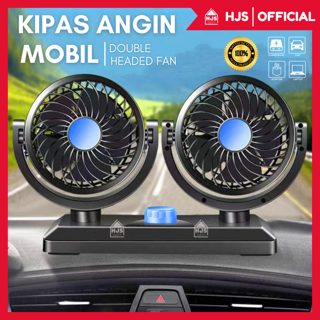 [HJS] Kipas Mobil 12 Volt Double Fan / Kipas Angin Mobil / Car Fan / Kipas Dasbor Mobil
