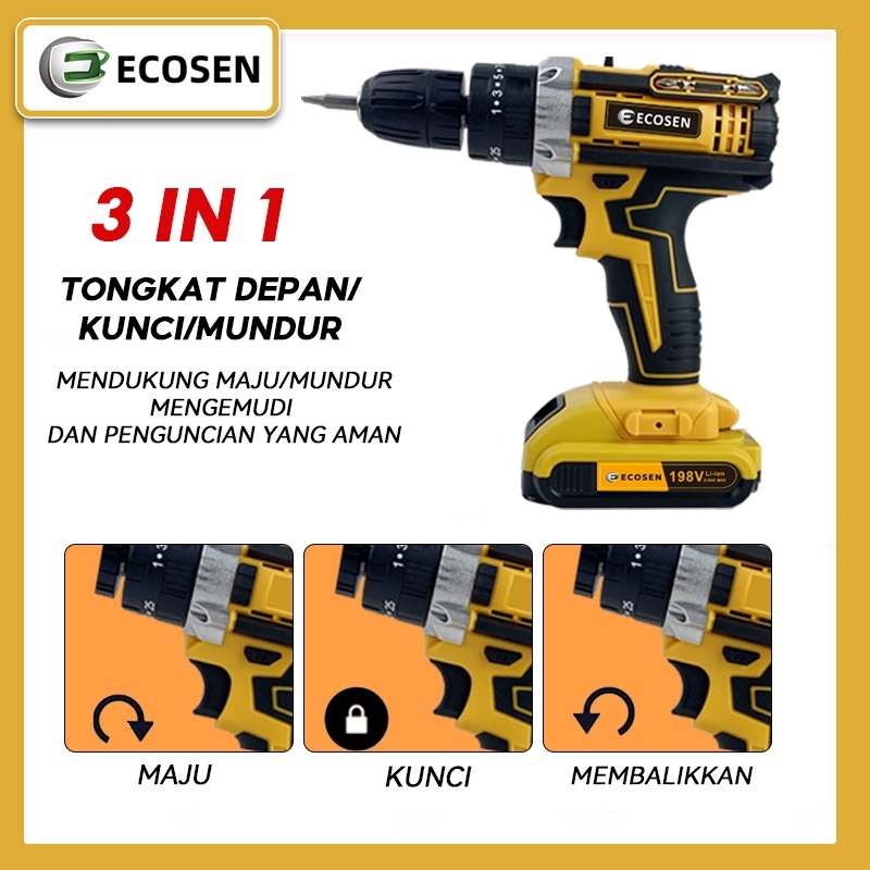 DMS EcoSen Cod 36vf Mesin Bor 2baterai Cas Ecosen10mm Bor Listrik Murah Bor Tangan Baterai Besi