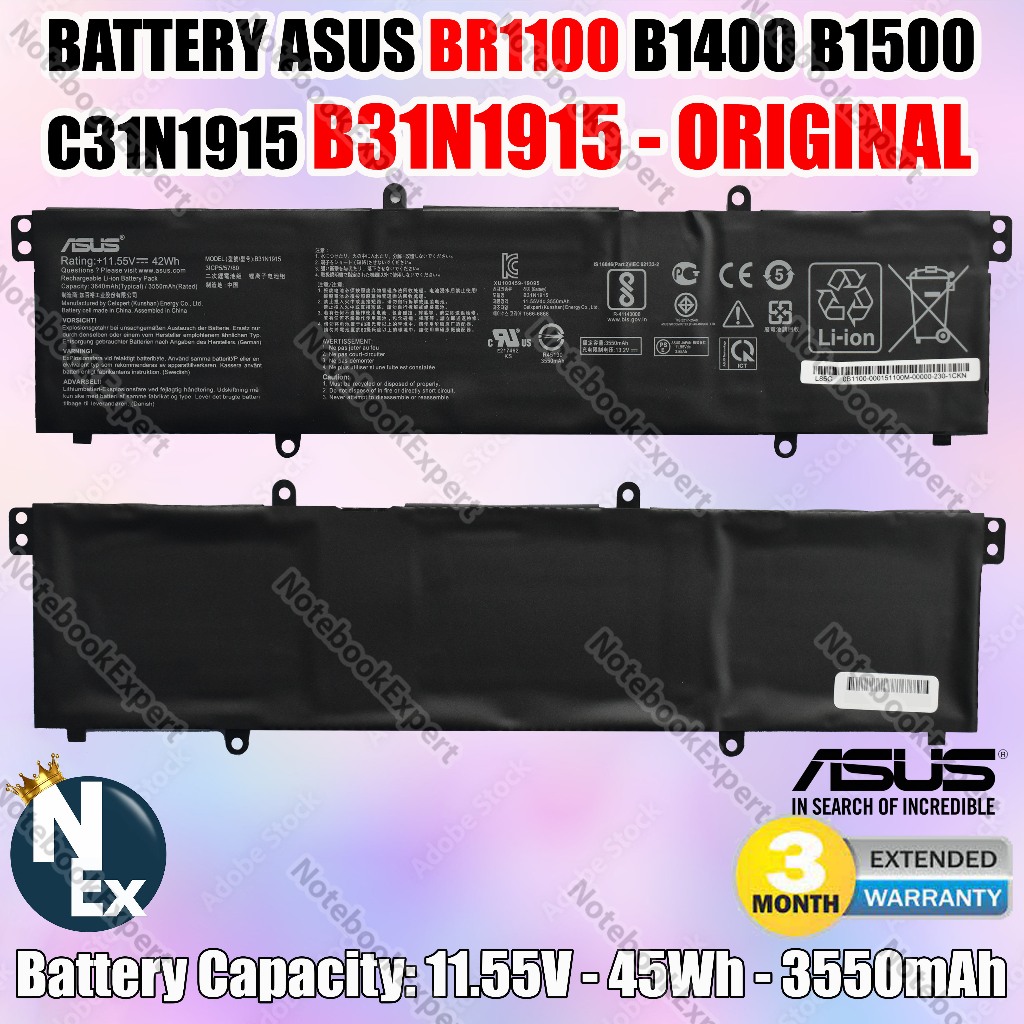 BATTERY ASUS BR1100 B1400 B1500 C31N1915 B31N1915 - ORIGINAL