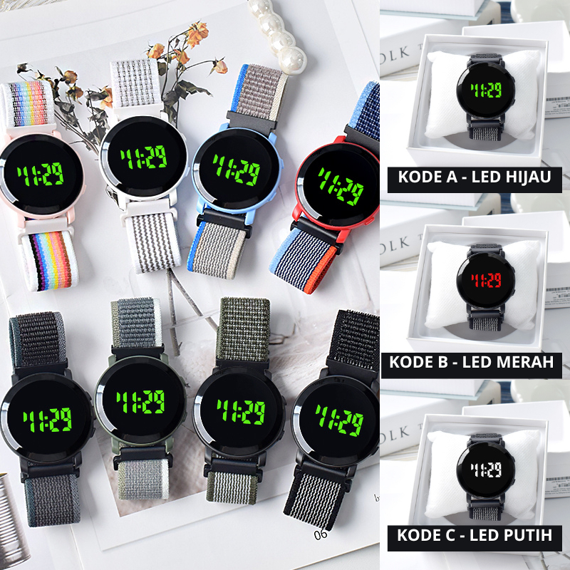 J206 Jam bulat Digital Watch Strap Kanvas Jam Tangan LED Jam Tangan Kanvas