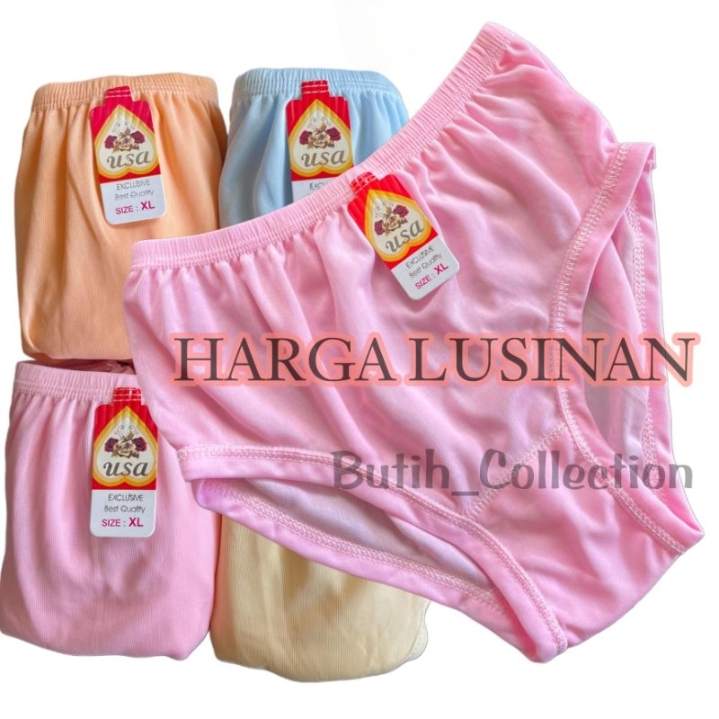 ( USA ) 12 Pcs / 1 LUSIN Celana Dalam Wanita Polos / Celana Dalam LUSINAN