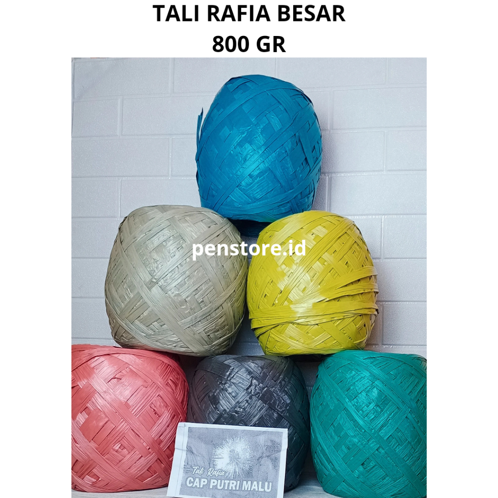 

(pcs) Tali Rafia Gulungan Besar 0.8kg Tali Plastik Warna Tebal Kuat