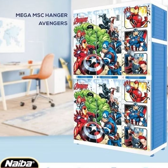 Lemari Plastik Naiba Mega MSC Printing Karakter Avengers