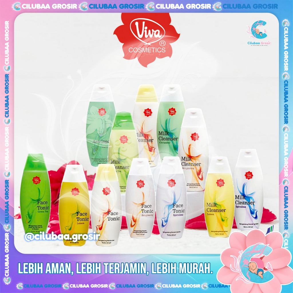 VIVA Milk Cleanser dan Face Tonic 100ml || Air Mawar (susu pembersih toner penyegar)