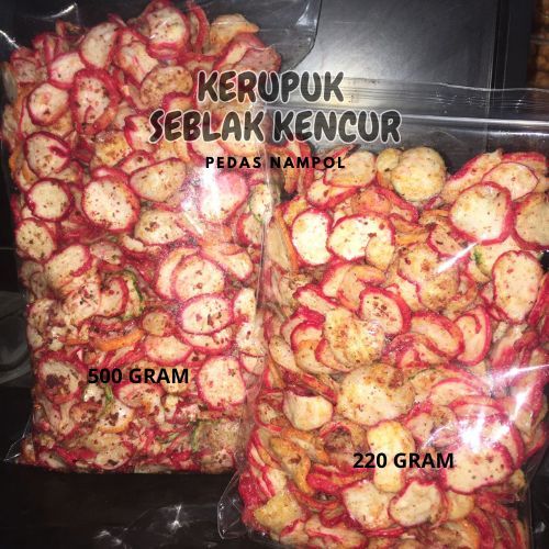 

KERUPUK SEBLAK KENCUR 220GR DAN 500GR / KERUPUK PELANGI BANTET PEDAS RENYAH