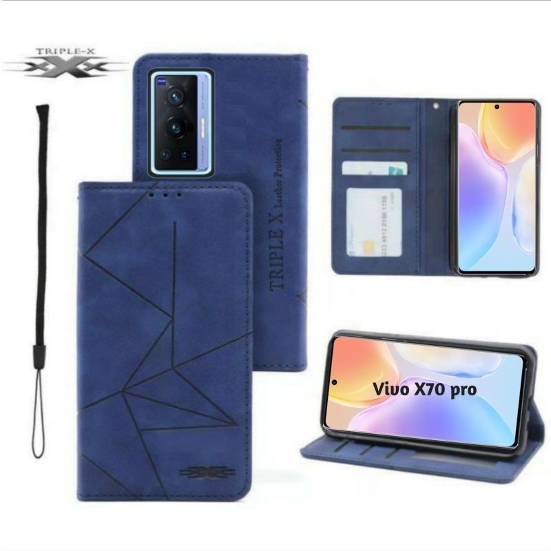Case Vivo X70 Pro Flip Cover Wallet Sarung Dompet Flip Cover Magnet