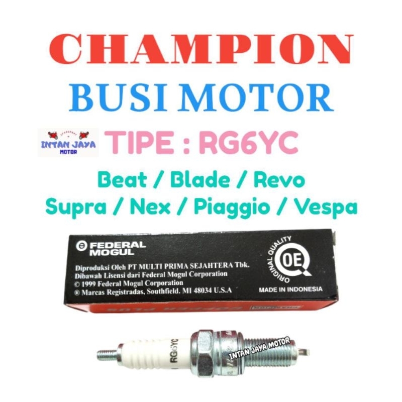 1 PCS BUSI CHAMPION RG6YC ORIGINAL BUSI MOTOR BEAT BLADE REVO SUPRA NEX PIAGGIO VESPA BUSI MOTOR MUR