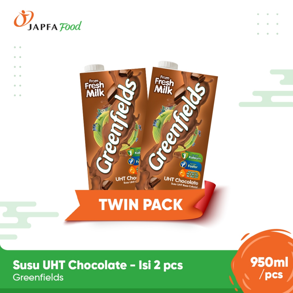 

Greenfields Susu UHT Chocolate 950ml - Twinpack - 100% Fresh Milk dari Greenfields Farm