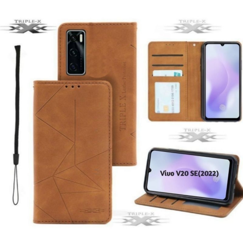 Case Vivo V20 SE 2022 Flip Cover Wallet Sarung Dompet Flip Cover Magnet