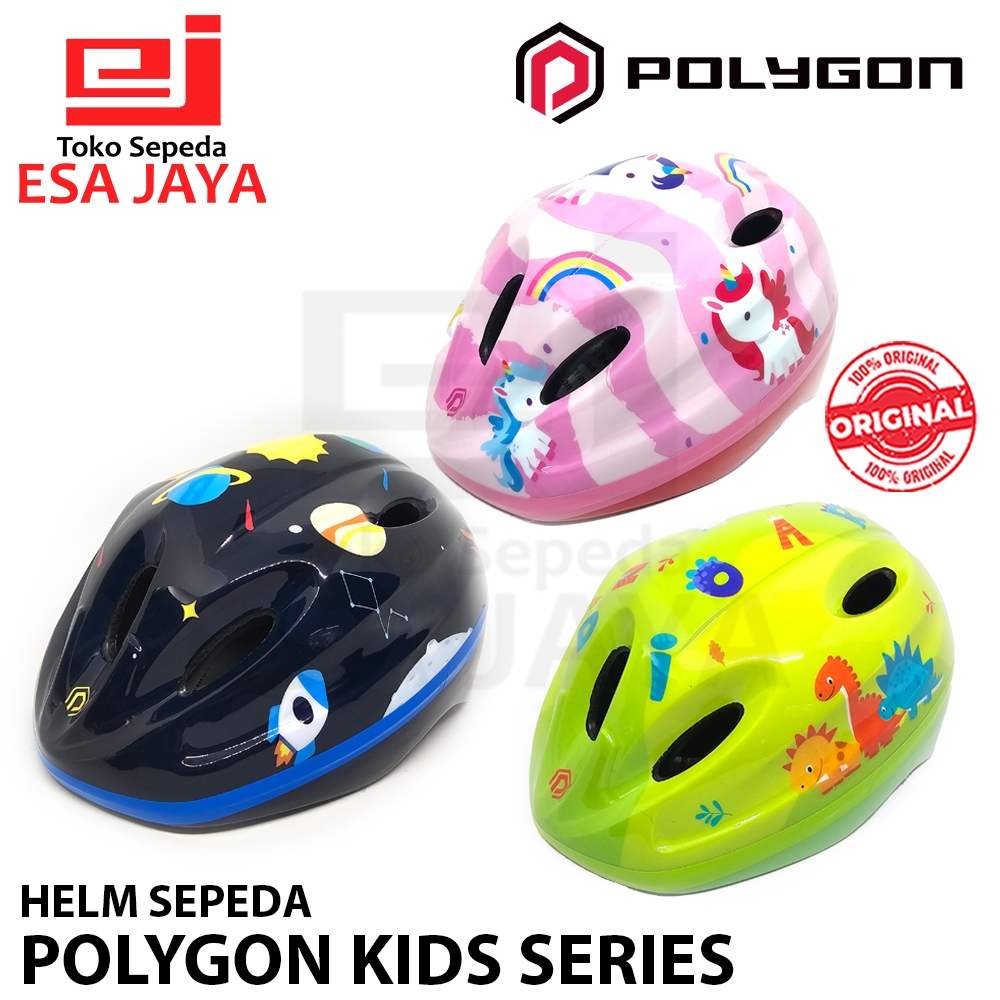 Helm Sepeda Anak Polygon Unicorn Space Dino Helmet Kids Original