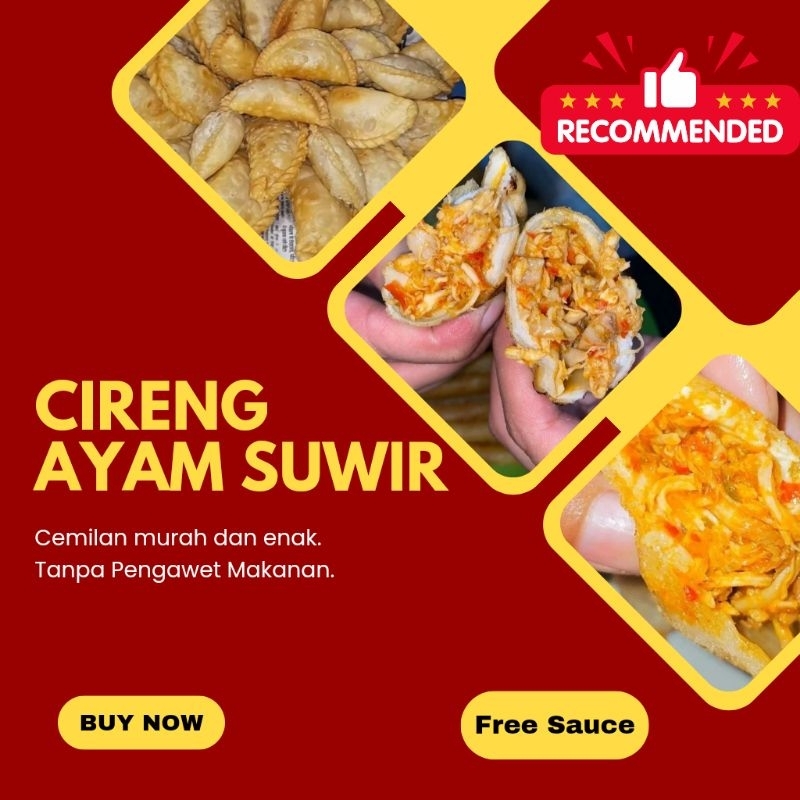 

CIRENG ISI AYAM SUWIR PEDAS | Tanpa Bahan Pengawet | Lezat,Gurih, Isi 8pcs | By. serbaguna.food.id