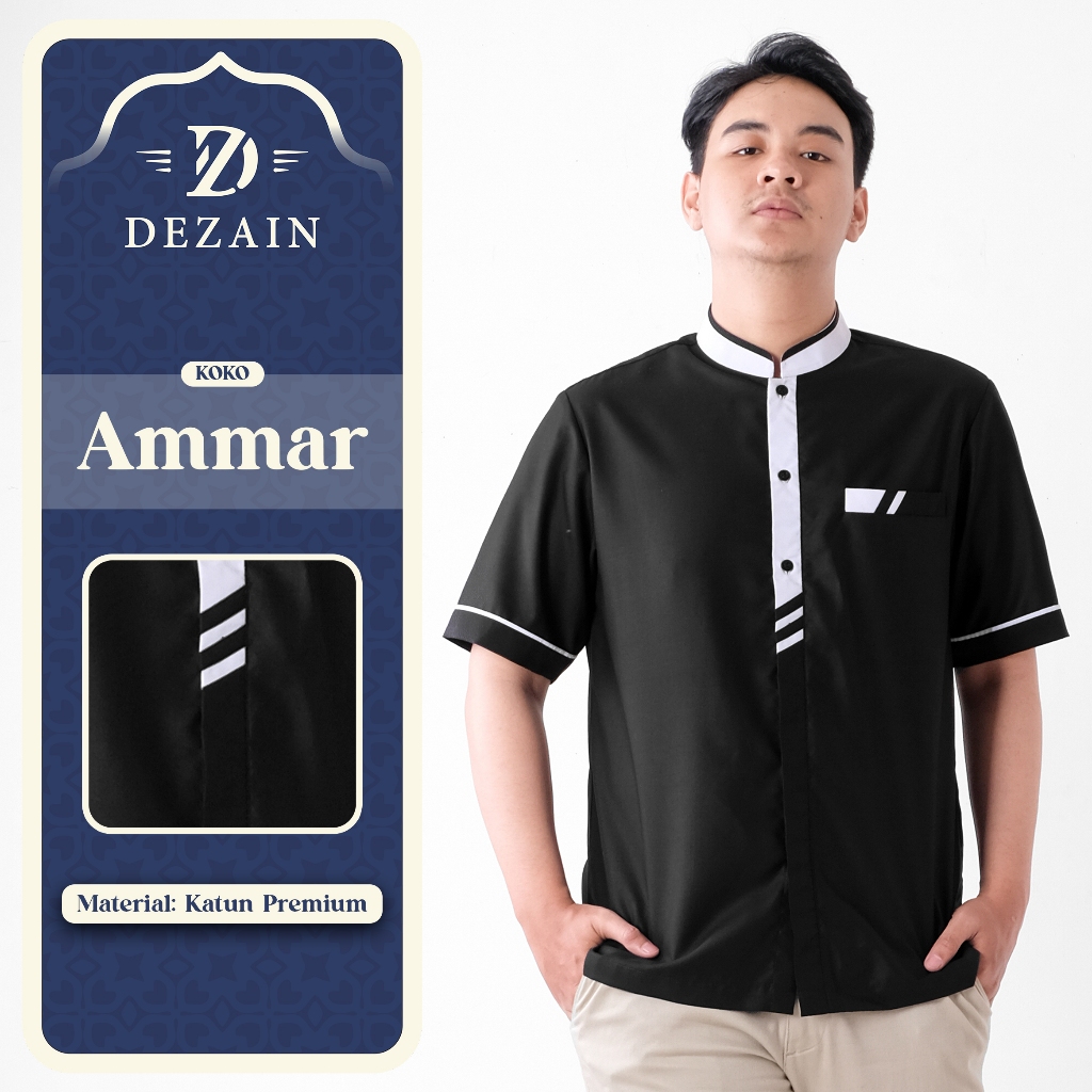 Baju Koko Pria Lengan Pendek AMMAR original by Dezain