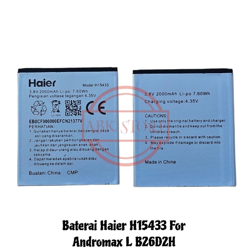 BATERAI BATTERY HAIER H15433 FOR ANDROMAX L B26D2H