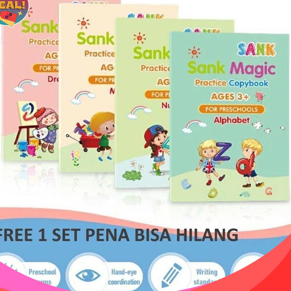 

TERBATAS FREE 5 PCS Refill Tinta Isi 4 buku 1 pulpen 5 refill 4 BookSank Magic Practice Book 1 Set Isi 4 Buku dan Pulpen Buku edukasi belajar menulis