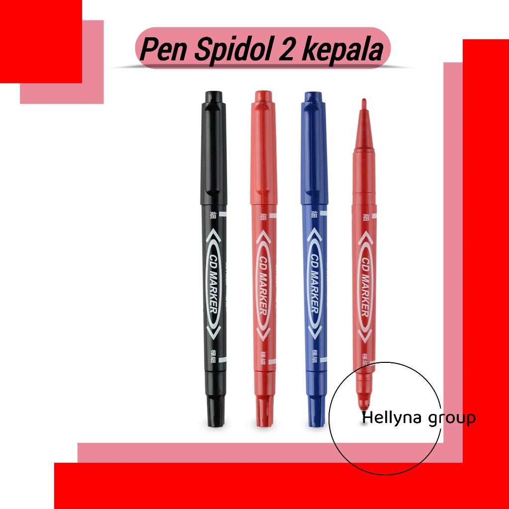 

Pen dan Spidol Permatent 2 kepala / Pulpen Spidol Mewarnai 2 in 1 2 Tip