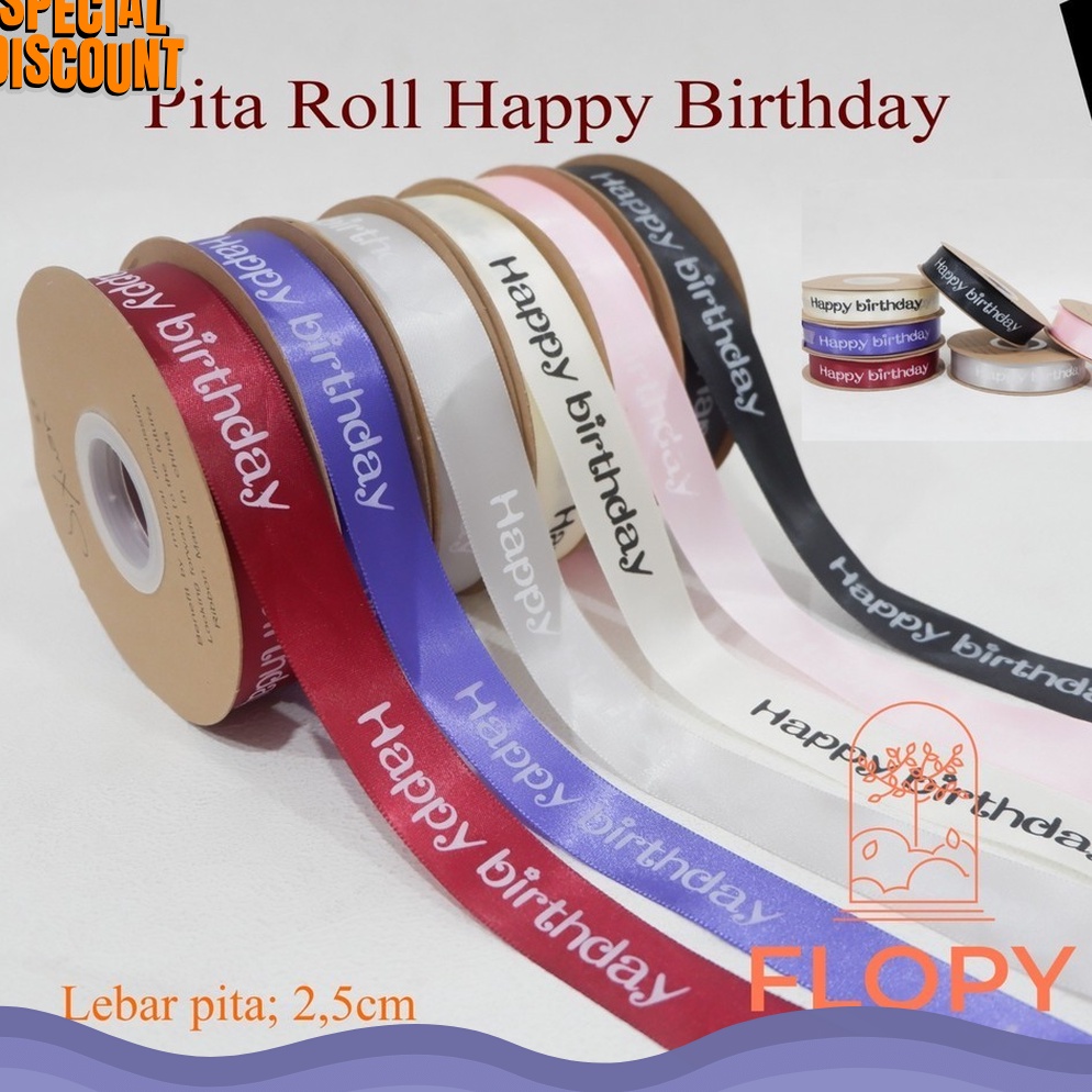 

TERDAHSYAT Pita HBD 25 cm Pita Satin Motif Happy Birthday