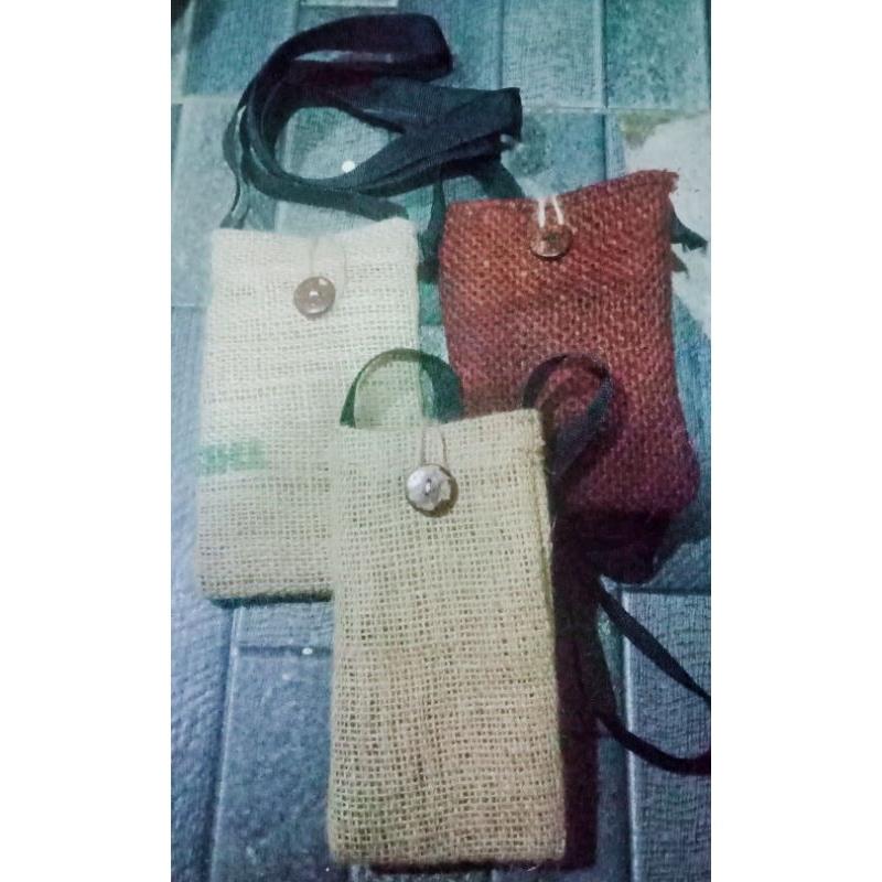 tas selempang goni hp#bahan goni#murah tas selempang henpon